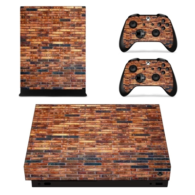 Rusted Brick Wall decal skin for Xbox one X Console and 2 Controllers
