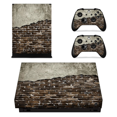 Broken Rusted Brick Wall decal skin for Xbox one X Console and 2 Controllers