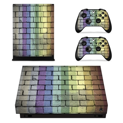 Colored Brick wall decal skin for Xbox one X Console and 2 Controllers
