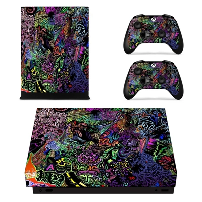 Trippy Walpaper decal skin for Xbox one X Console and 2 Controllers