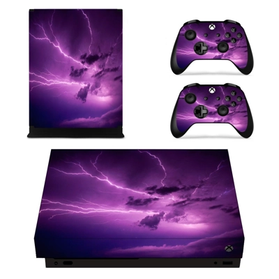 Lightning sky decal skin for Xbox one X Console and 2 Controllers