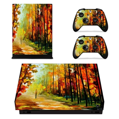 Painting of nature decal skin for Xbox one X Console and 2 Controllers