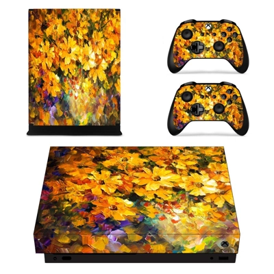 Yellow flowers oil painting decal skin for Xbox one X Cons.. Yellow flowers oil painting decal skin for Xbox one X Cons..