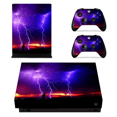 Lightning sky decal skin for Xbox one X Console and 2 Controllers