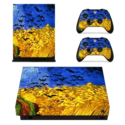 Wheatfield with Crows Painting decal skin for Xbox one X Console and 2 Controllers