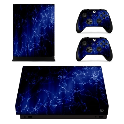 Blue Design decal skin for Xbox one X Console and 2 Contro.. Blue Design decal skin for Xbox one X Console and 2 Contro..