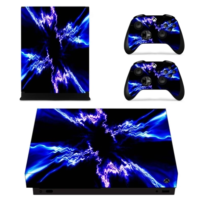 Electric effect decal skin for Xbox one X Console and 2 Controllers