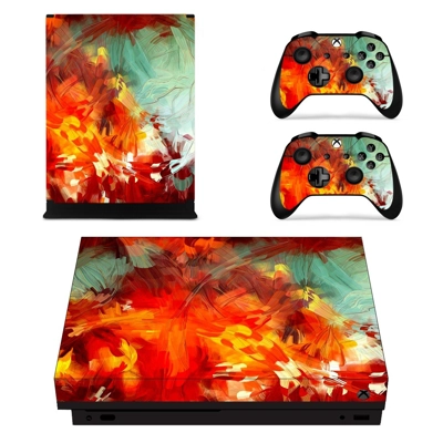 Brush Painting decal skin for Xbox one X Console and 2 Controllers