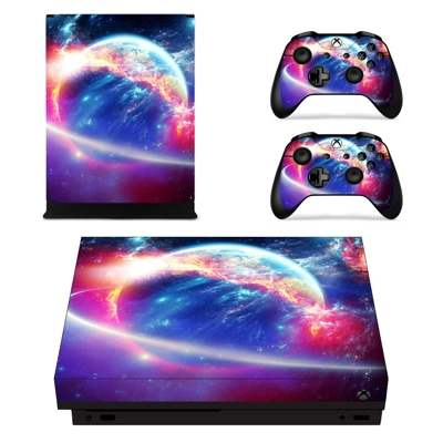 Planet on Galaxy decal skin for Xbox one X Console and 2 Controllers