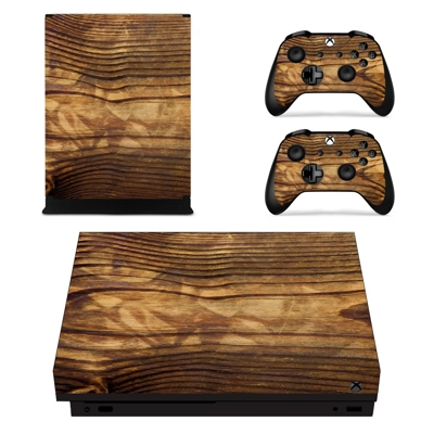 Wooden Texture decal skin for Xbox one X Console and 2 Controllers