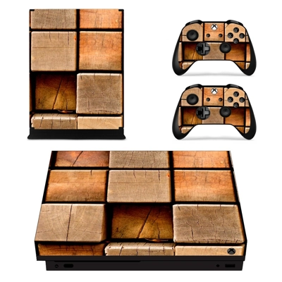 Wooden Texture decal skin for Xbox one X Console and 2 Controllers