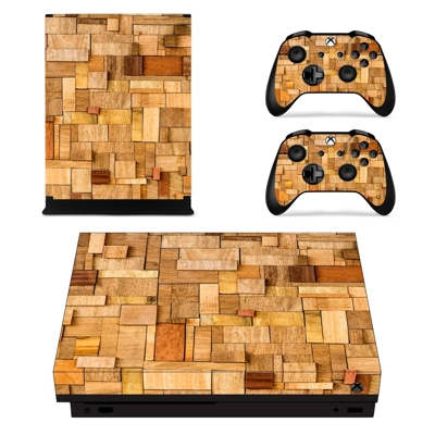 Wooden Pattern decal skin for Xbox one X Console and 2 Controllers