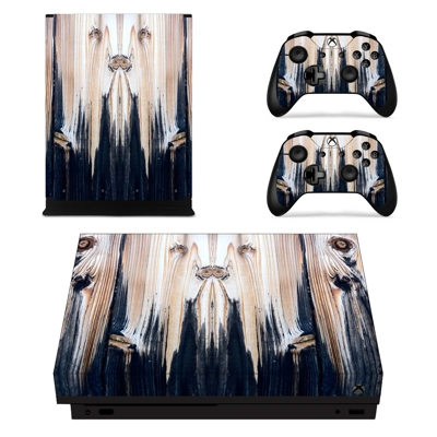 Wooden Face Texture decal skin for Xbox one X Console and 2 Controllers