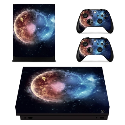 Burning Planet decal skin for Xbox one X Console and 2 Controllers