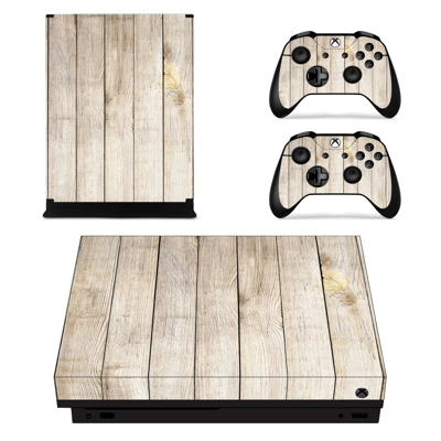 Wooden Texture decal skin for Xbox one X Console and 2 Controllers