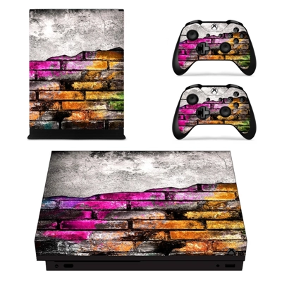Broken Rusted Brick Wall decal skin for Xbox one X Console and 2 Controllers