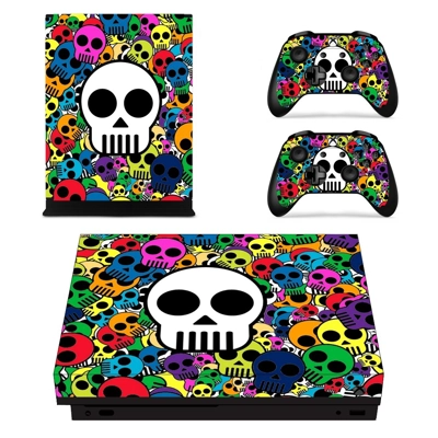 Colorful Skulls Sticker decal skin for Xbox one X Console .. Colorful Skulls Sticker decal skin for Xbox one X Console ..