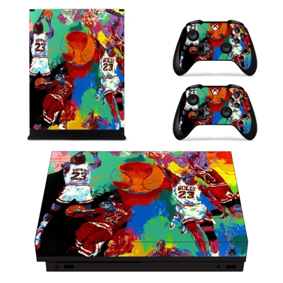 Leroy Neiman Michael Jordan painting decal skin for Xbox one X Console and 2 Controllers
