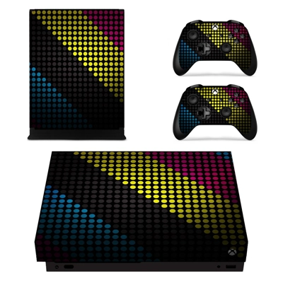 Multicolor Doted Design decal skin for Xbox one X Console and 2 Controllers