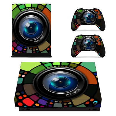 Zooming Camera Lens decal skin for Xbox one X Console and 2 Controllers