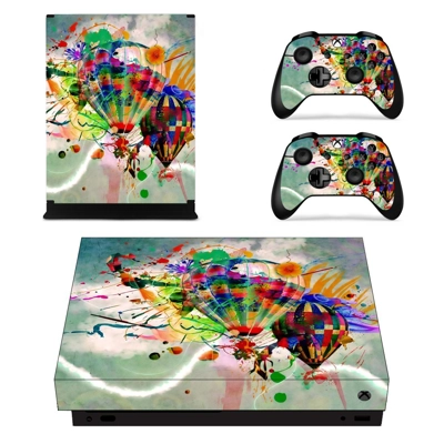 Hot air balloon color splash Painting decal skin for Xbox one X Console and 2 Controllers