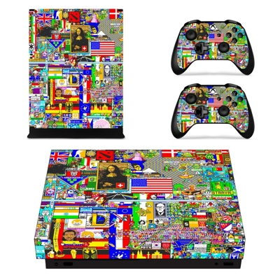 Custom Design decal skin for Xbox one X Console and 2 Controllers
