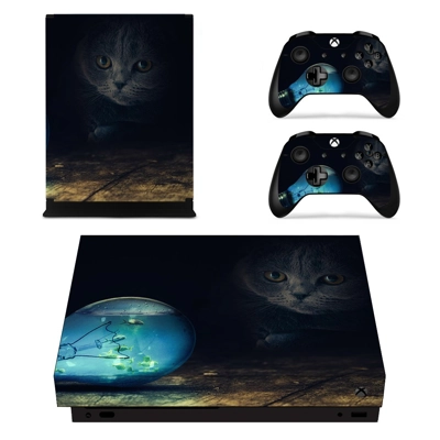 Cute cat decal skin for Xbox one X Console and 2 Controllers Cute cat decal skin for Xbox one X Console and 2 Controllers