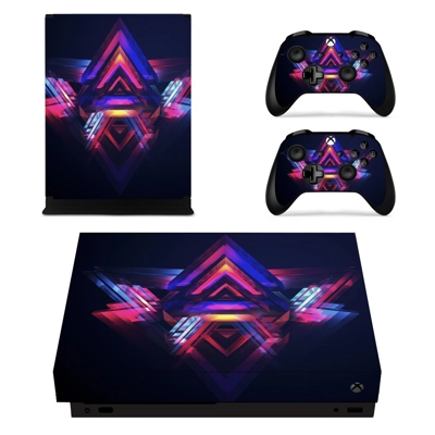 Futuristic Geometric Pattern decal skin for Xbox one X Console and 2 Controllers