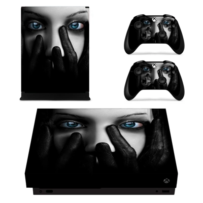 A Face in The Dark decal skin for Xbox one X Console and 2 Controllers