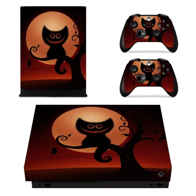 Halloween scary Cat decal skin for Xbox one X Console and .. Halloween scary Cat decal skin for Xbox one X Console and ..