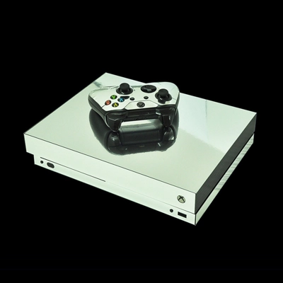 Custom Silver decal skin for Xbox one X Console and 2 Controllers