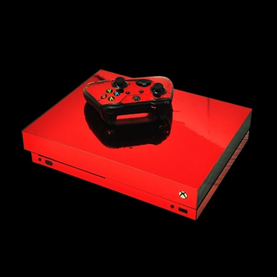 Custom Dark Red decal skin for Xbox one X Console and 2 Controllers
