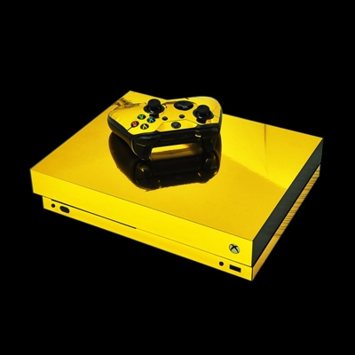 Custom Yellow decal skin for Xbox one X Console and 2 Cont.. Custom Yellow decal skin for Xbox one X Console and 2 Cont..