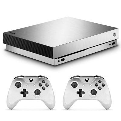 Sliver effect decal skin for Xbox one X Console and 2 Controllers