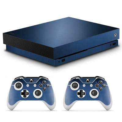 Custom Dark Blue decal skin for Xbox one X Console and 2 Controllers