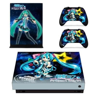 Hatsune Miku Project DIVA decal skin for Xbox one X Console and 2 Controllers
