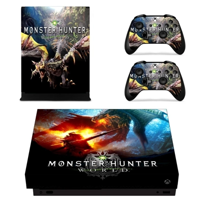 Monster Hunter world decal skin for Xbox one X Console and 2 Controllers