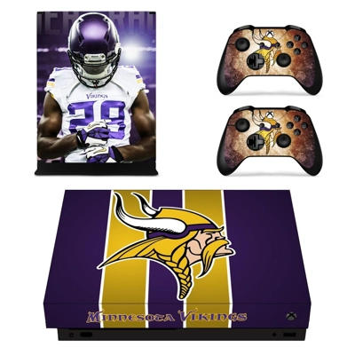 Minnesota Vikings decal skin for Xbox one X Console and 2 Controllers
