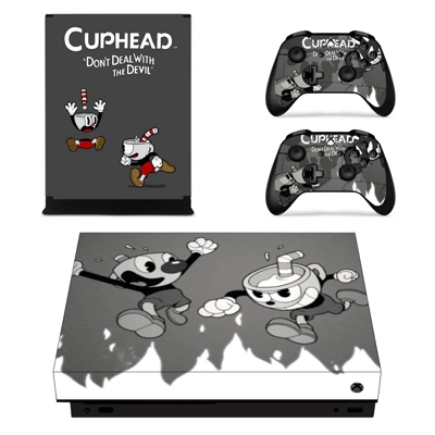 Cuphead decal skin for Xbox one X Console and 2 Controllers