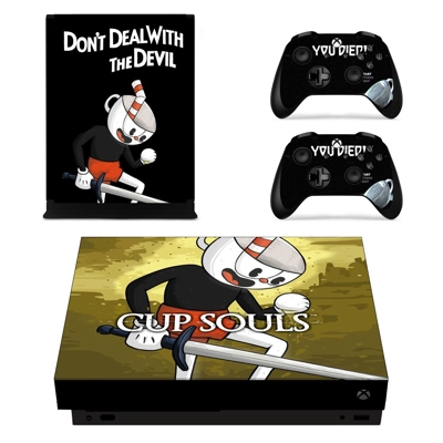 Cuphead decal skin for Xbox one X Console and 2 Controllers Cuphead decal skin for Xbox one X Console and 2 Controllers