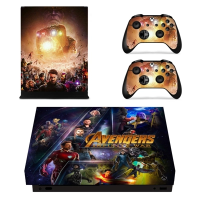 Avengers infinity war decal skin for Xbox one X Console and 2 Controllers