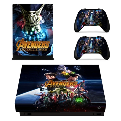 Avengers infinity war decal skin for Xbox one X Console and 2 Controllers
