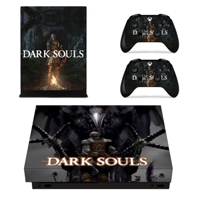 Dark Souls decal skin for Xbox one X Console and 2 Controllers