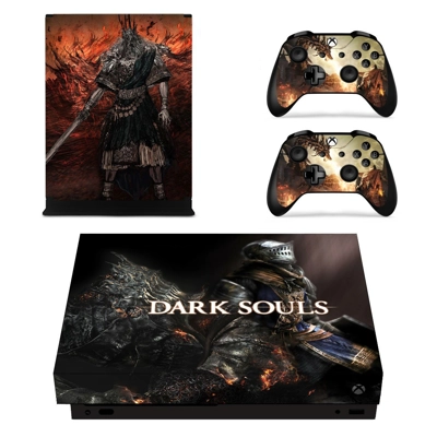 Dark Souls decal skin for Xbox one X Console and 2 Controllers