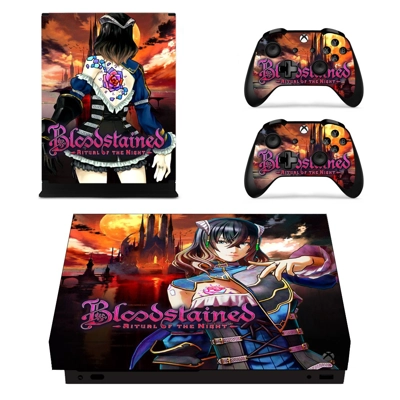 Bloodstained Ritual of the Night decal skin for Xbox one X Console and 2 Controllers