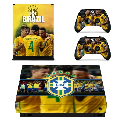 Brazilian Football Confederation decal skin for Xbox one X Console and 2 Controllers