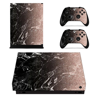 Black Rose gold marble decal skin for Xbox one X Console and 2 Controllers