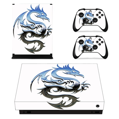 Cafepress dragon triabal decal skin for Xbox one X Console and 2 Controllers