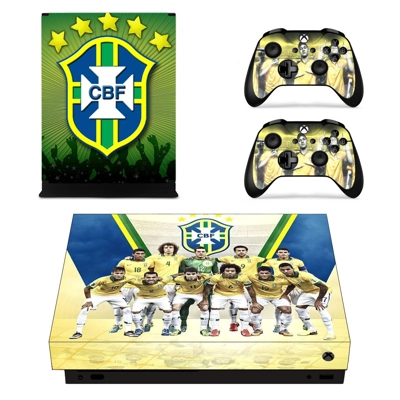 Brazilian Football Confederation decal skin for Xbox one X Console and 2 Controllers