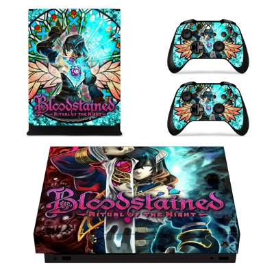Bloodstained Ritual of the Night decal skin for Xbox one X Console and 2 Controllers